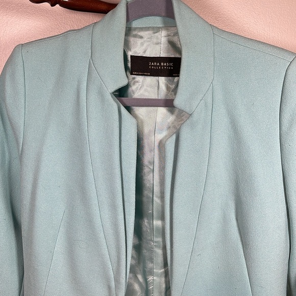 ZARA Mint Double Collar Long Blazer Size M - Picture 5 of 12